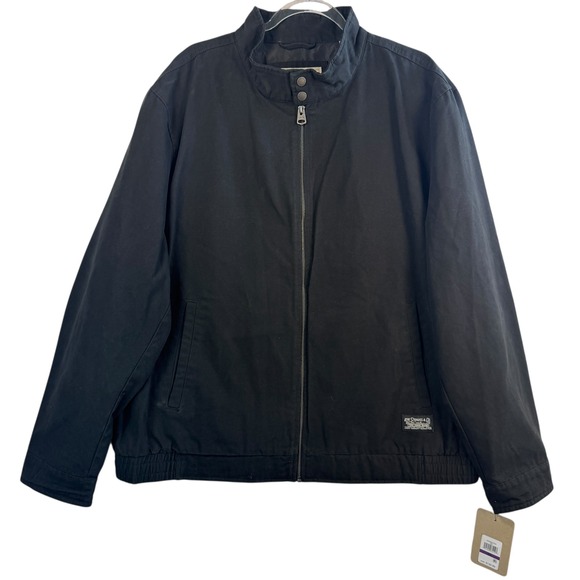 Levi's XXL Black Harrington Bomber Jacket Cotton Blend Zip Moto Lined NWT Mens - Picture 1 of 11